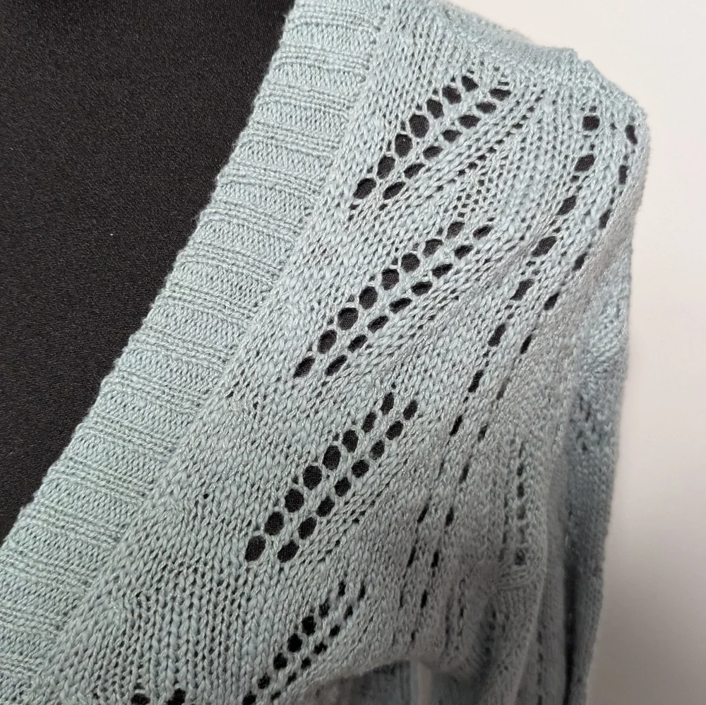 Hippie Rose Women's Light Blue Open Knit Cardigan Size Small